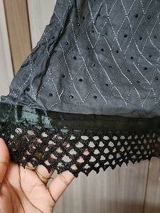 Black Stitched Kurti With Dupatta