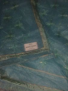 Like New Saree Beutiful Light Wait Shining Net Sa