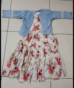 Cute Floral Dress with Denim Jacket