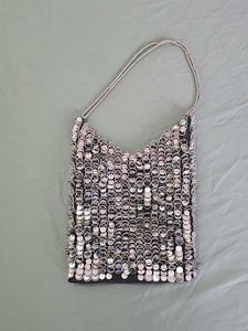ZARA Limited Edition Silver Beaded Bag