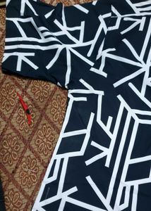 Abstract Black &amp; White Button-Down Shirt
