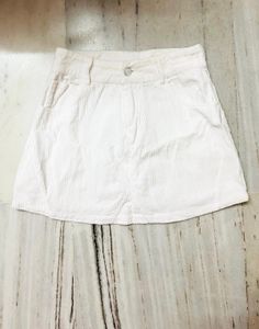 White Corduroy Mini Skirt