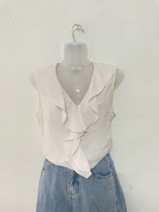 H&amp;M Ruffle Trim Formal Top