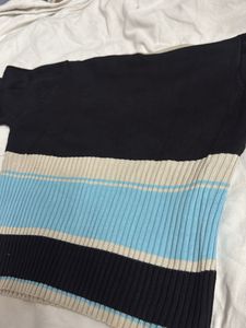 Striped V-Neck Knit Top