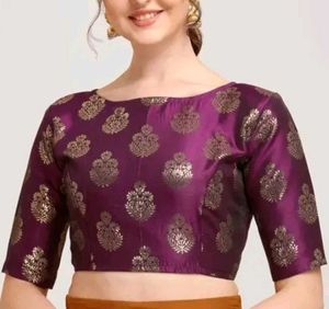 Purple Boat Neck Festive Blouse