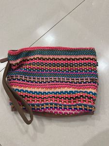 Striped Woven Pouch