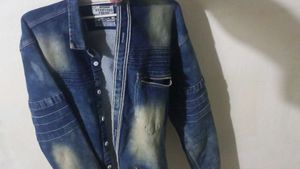 Light Blue Washed Denim Jacket For Men