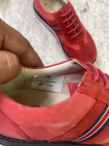 Red Suede Platform Sneakers