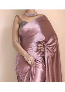 SATIN PEACH SAREE