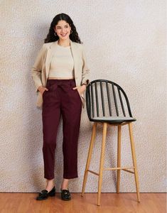 Burgundy Casual Pants