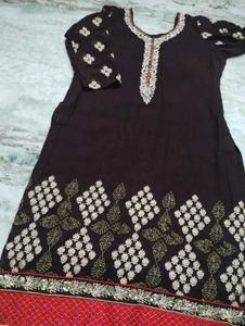 Elegant Brown Embroidered Kurta