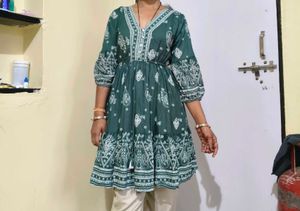 Boho Green Print Dress