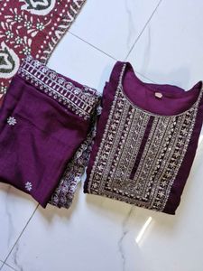 Purple Festive Kurta Set With Dupatta