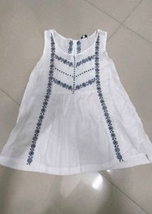 White Embroidered Sleeveless Top