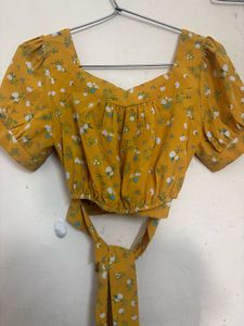 Floral Crop Top with Tie Detail