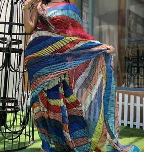 Women Crushed Pleated Multicolor Designer Saree