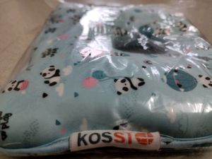 kossto Memory Foam Baby Head Shaping Pillow, Baby Pillow for Preventing Flat Head Syndrome, Apple Shape, Baby Panda Print (Light Navy Blue)(Pack of 1)