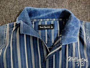 Vintage Denim Striped Polo Shirt