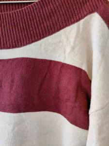 Maroon And White Colour Sweatshirt For Women ✨