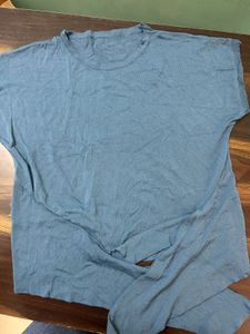 Blue Tie-Front Top