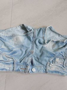 Ribbed Denim Short