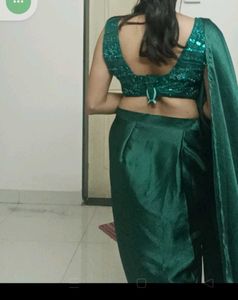 Prestiched Green Saree