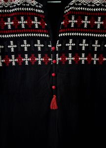Embroidered Sleeveless Black Kurti