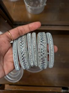 PRETTY WHITE STONE BANGLES