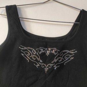 Black Rhinestone Tank Top