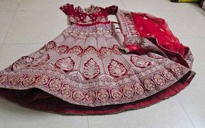Gorgeous Red Embroidered Lehenga Choli bridal leha