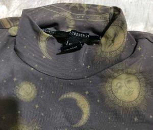 Forever21 Celestial Print Mesh Top