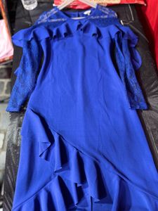 Cover Story Blue Lace Ruffle Dress