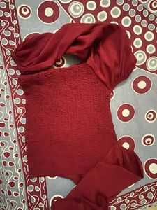 Maroon Ruched Top