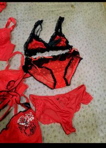 mix size Red Lingerie Set