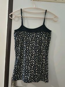 Black Printed Bra With Camisole