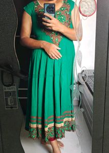 Green Colour Wedding Gown With Beautiful Work