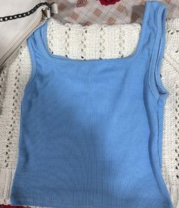 BLUE RIBBED TANK TOP