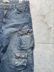 Blue Denim Cargo Pants