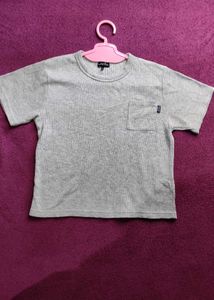 Gray Ribbed Pocket Tee