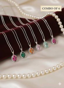combo of 6 Gemstone Pendant Necklace