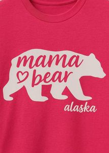 Hot Pink &#34;Mama Bear&#34; Alaska Graphic T-Shirt
