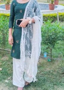 Green Embroidered Kurta Set