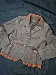 Vintage Lace Blazer|suede leather|y2k