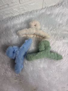 Pastel Fuzzy Claw Clip Set