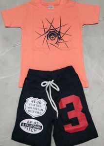 Trendy Cotton T-Shirt &amp; Shorts Set For Boys