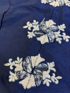 Embroidered Blue Choli Set
