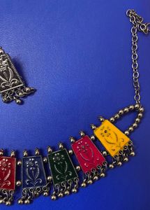 Colorful Geometric Necklace Set