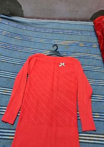 Red Knit Woolen Sweater For Women