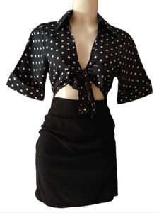 Chic Black Polka Dot Bodycon Dress