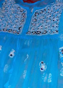 Teal Indian Kurti with Mirrorwork